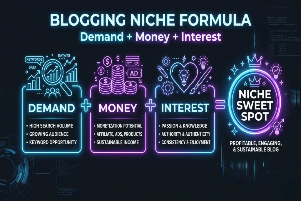 Choose best blogging niche using demand money interest formula