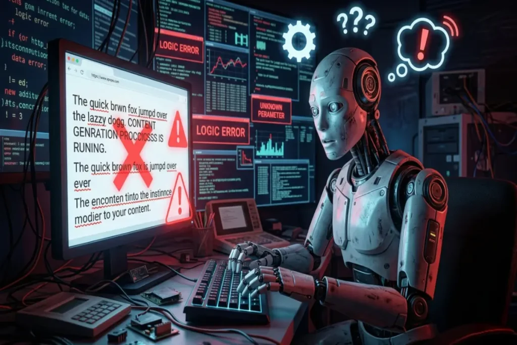 Show limitations of AI writing with errors