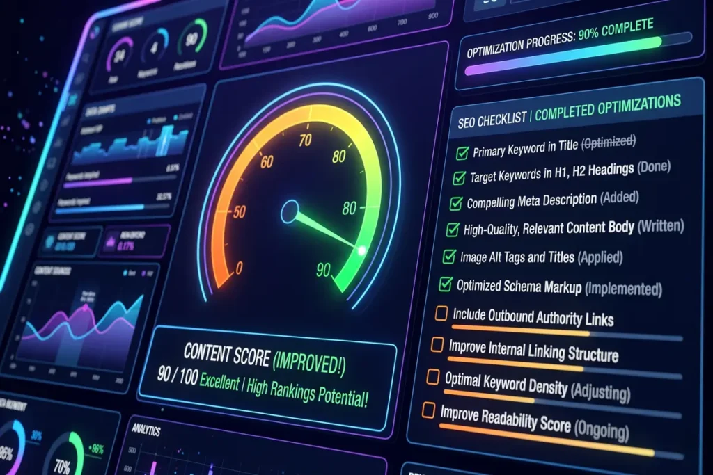 visual showing SEO content score improvement